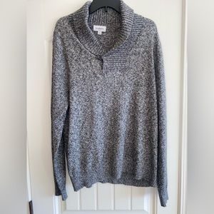 Goodfellow & Co Mens Gray Ribbed Button Up Collar Long Sleeve Sweater SZ L